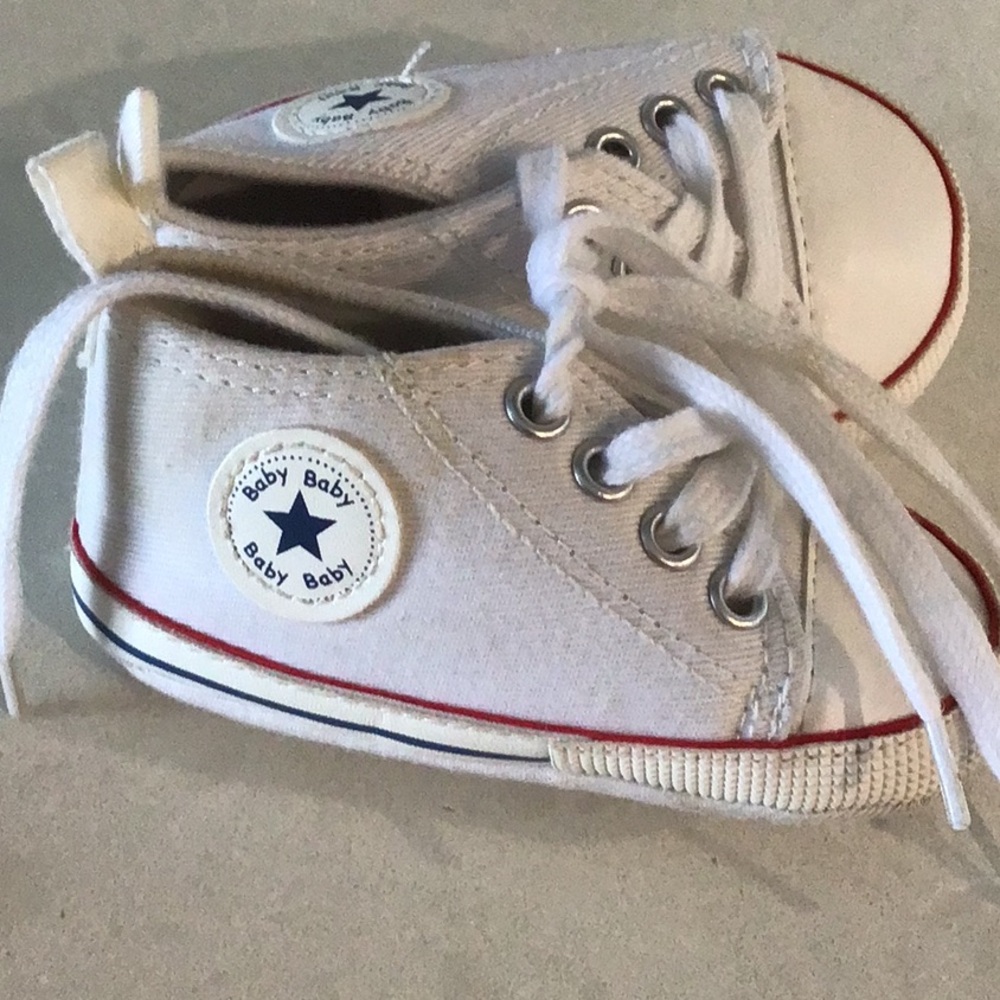 Converse Baby White Sneakers with Red Trim